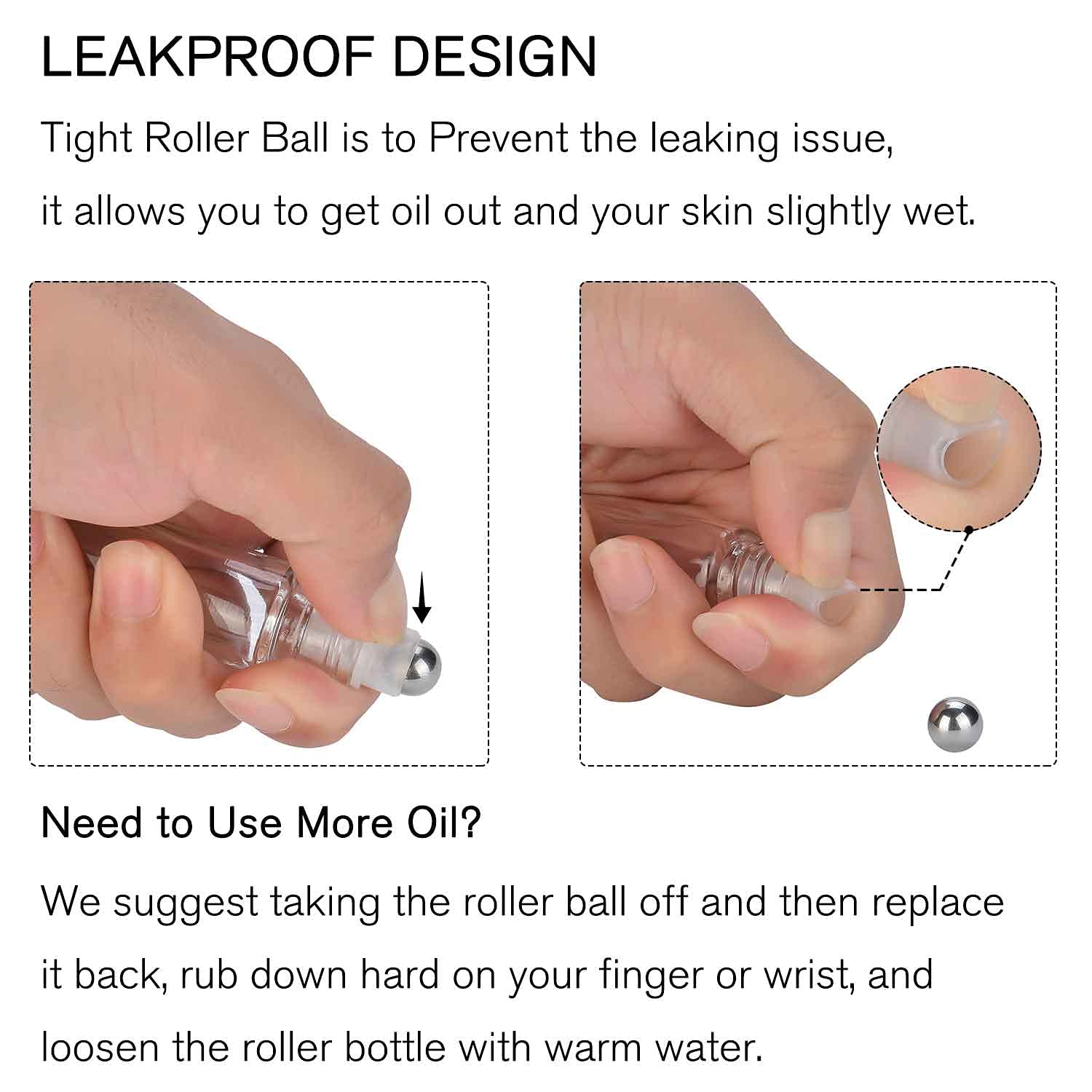 Prettycare Essential Oil Roller Bottles 10 Ml (Clear Glass, 60 Pack, 10 Extra Roller Balls,72 Labels, 4 Opener, 4 Funnels,4 Pipe